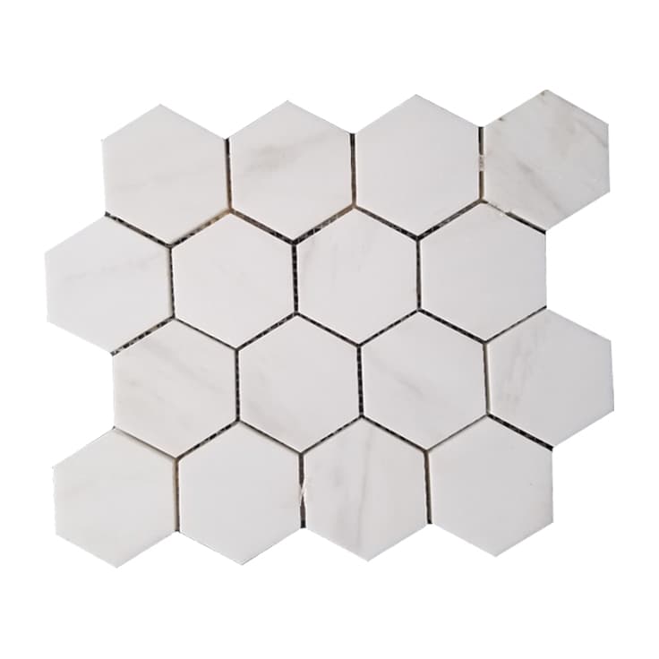 Đá Mosaic Hex 3" Trắng Sữa