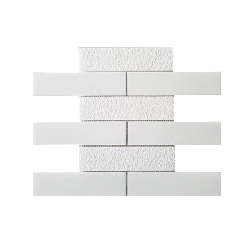 Đá Mosaic 5x20 Trắng Sữa Bóng, Băm