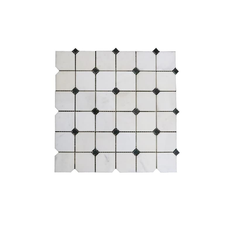 Đá Mosaic Kim Cương Trắng Sữa Điểm Đen