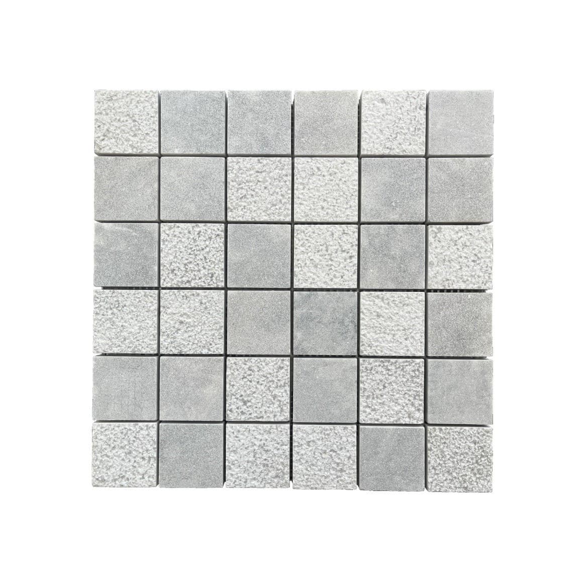Đá Mosaic Vuông 48x48 Ghi Nhạt Băm Mặt, Phun Cát