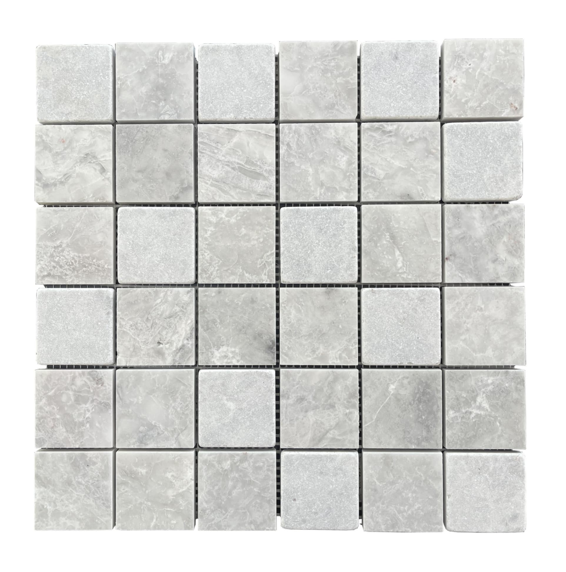 Đá Mosaic 48x48 Ghi Nhạt Honed, Rung