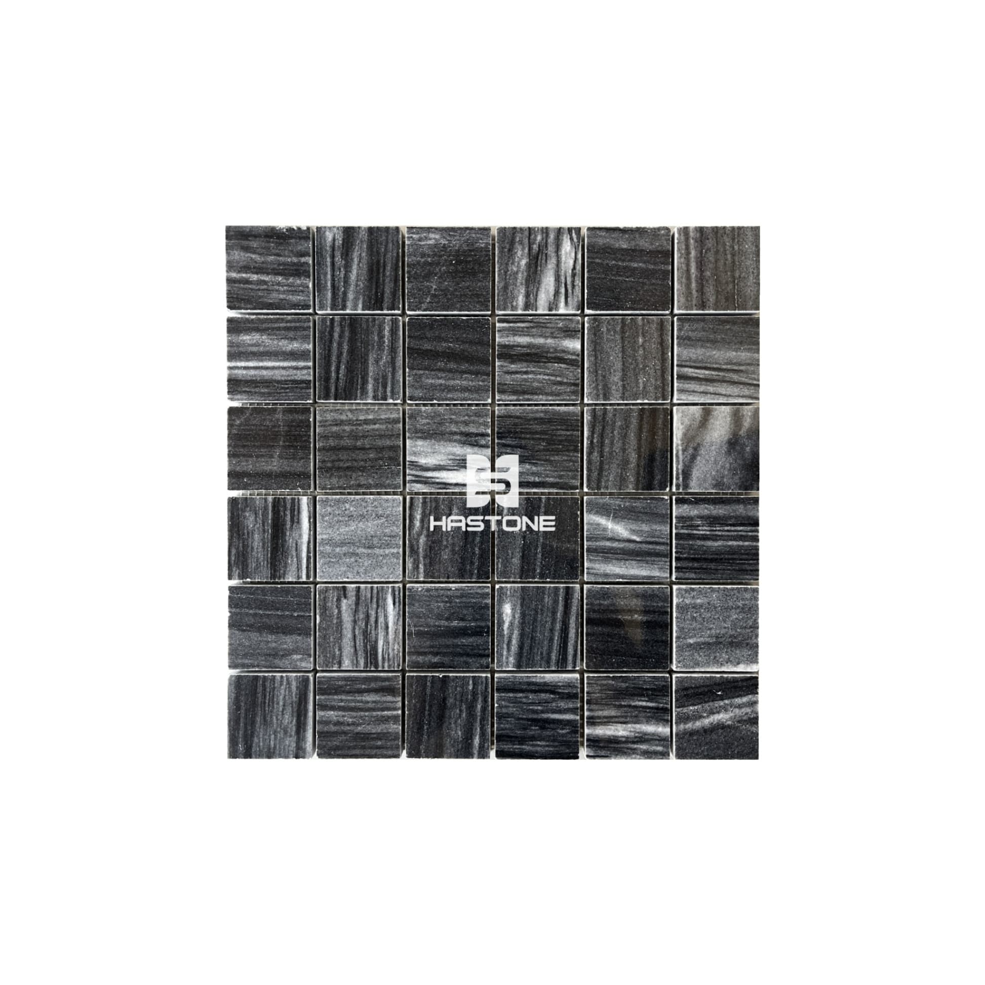 Đá Mosaic Vuông 48x48 Đen Sọc Dưa Bóng