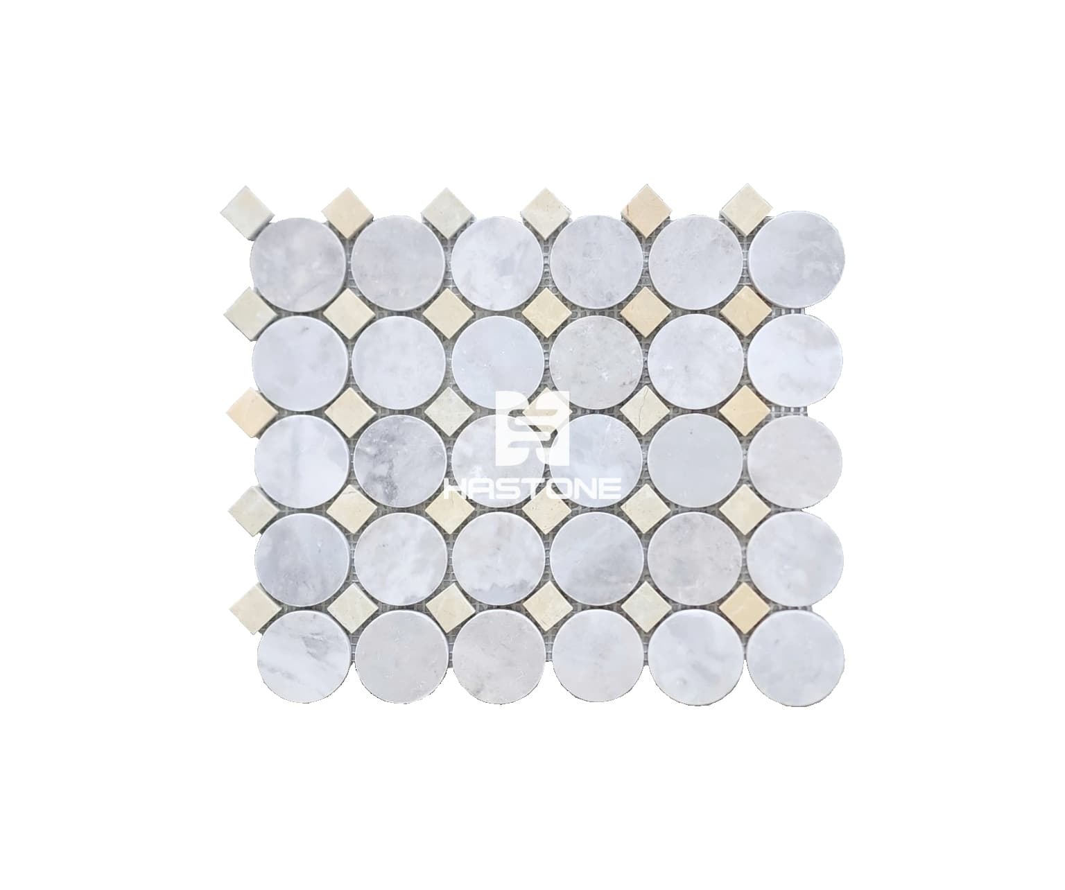 Light Grey Round Lemon Yellow Dot Mosaic