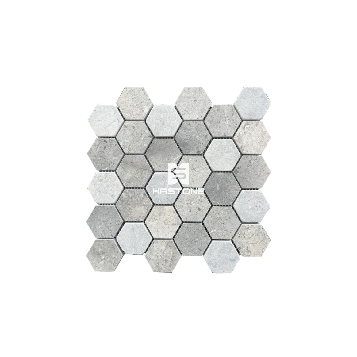 Đá Mosaic Hex 2'' Vàng Dăm Kết Honed, Rung
