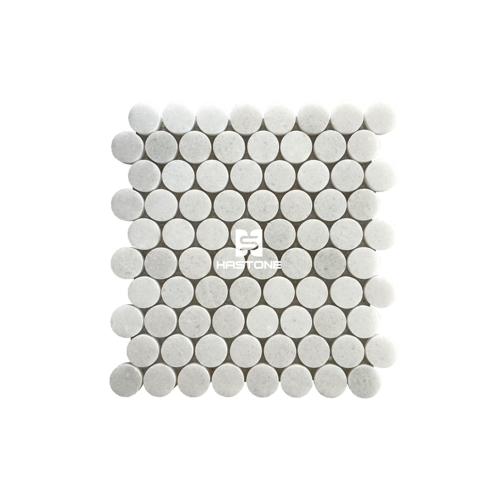 Đá Mosaic Bi Tròn Nhỏ Trắng Muối Bóng