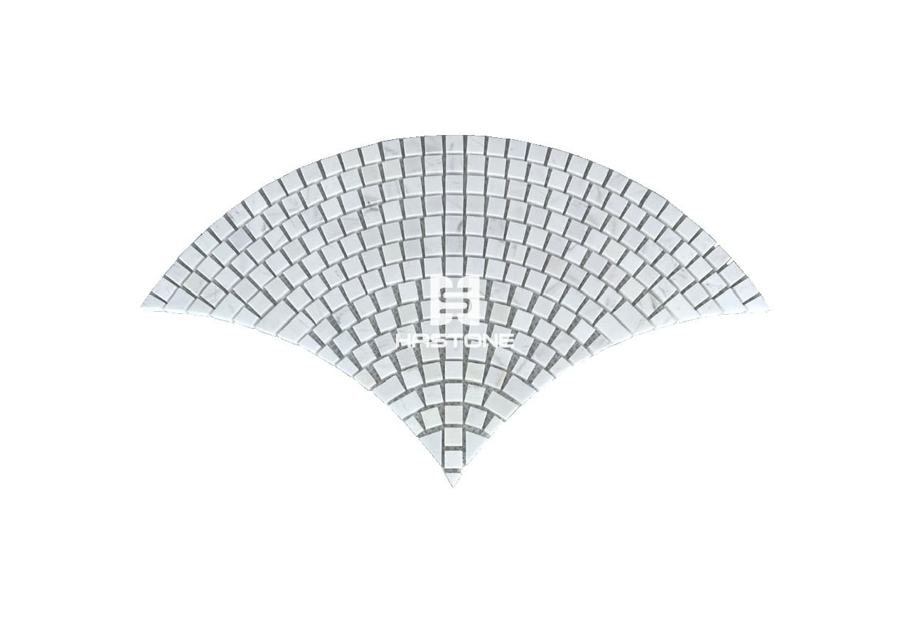 Milky White Paper Fan Honed Mosaic