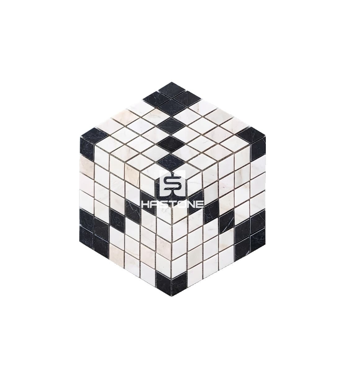 Wooden White, Black 3D Outer Box Polished Mosaic