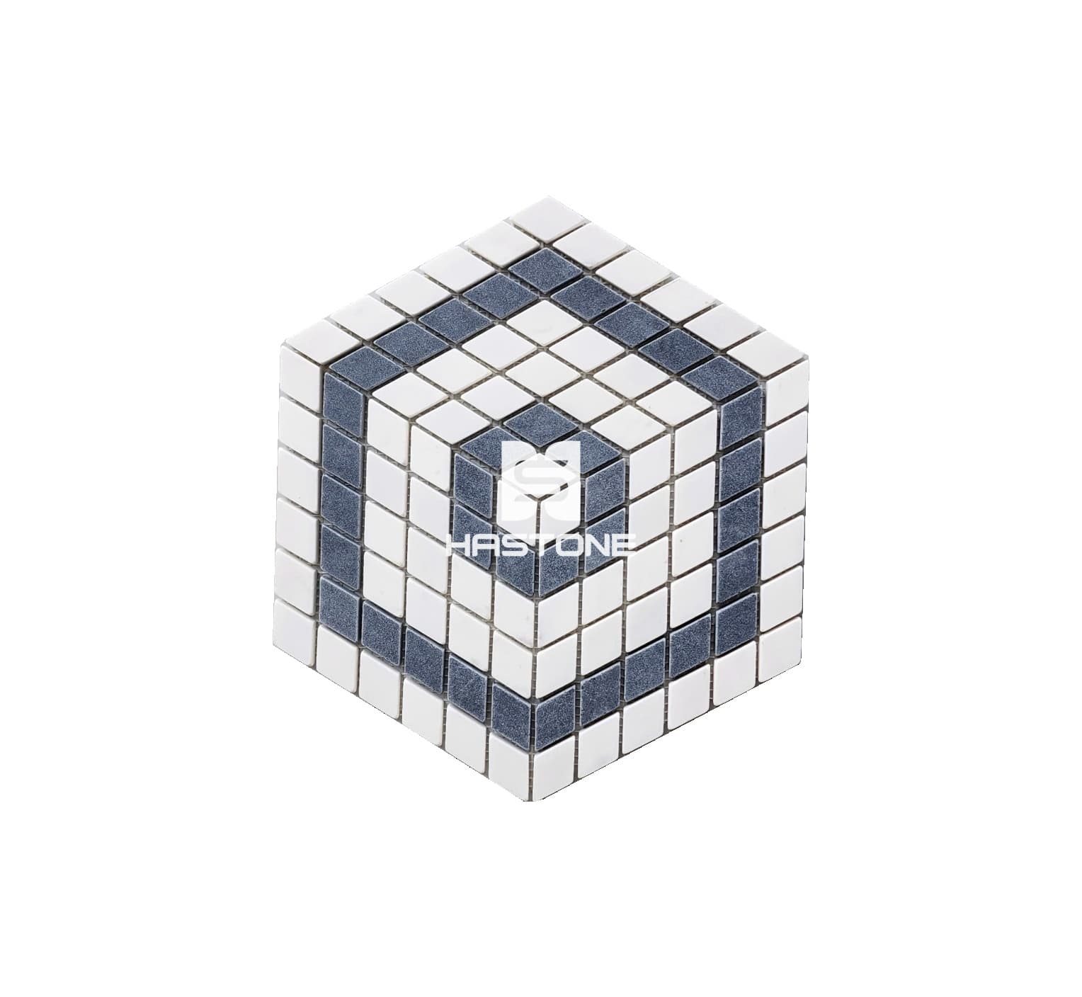 Milky White, Black 3D Inner Box Tumbled Mosaic