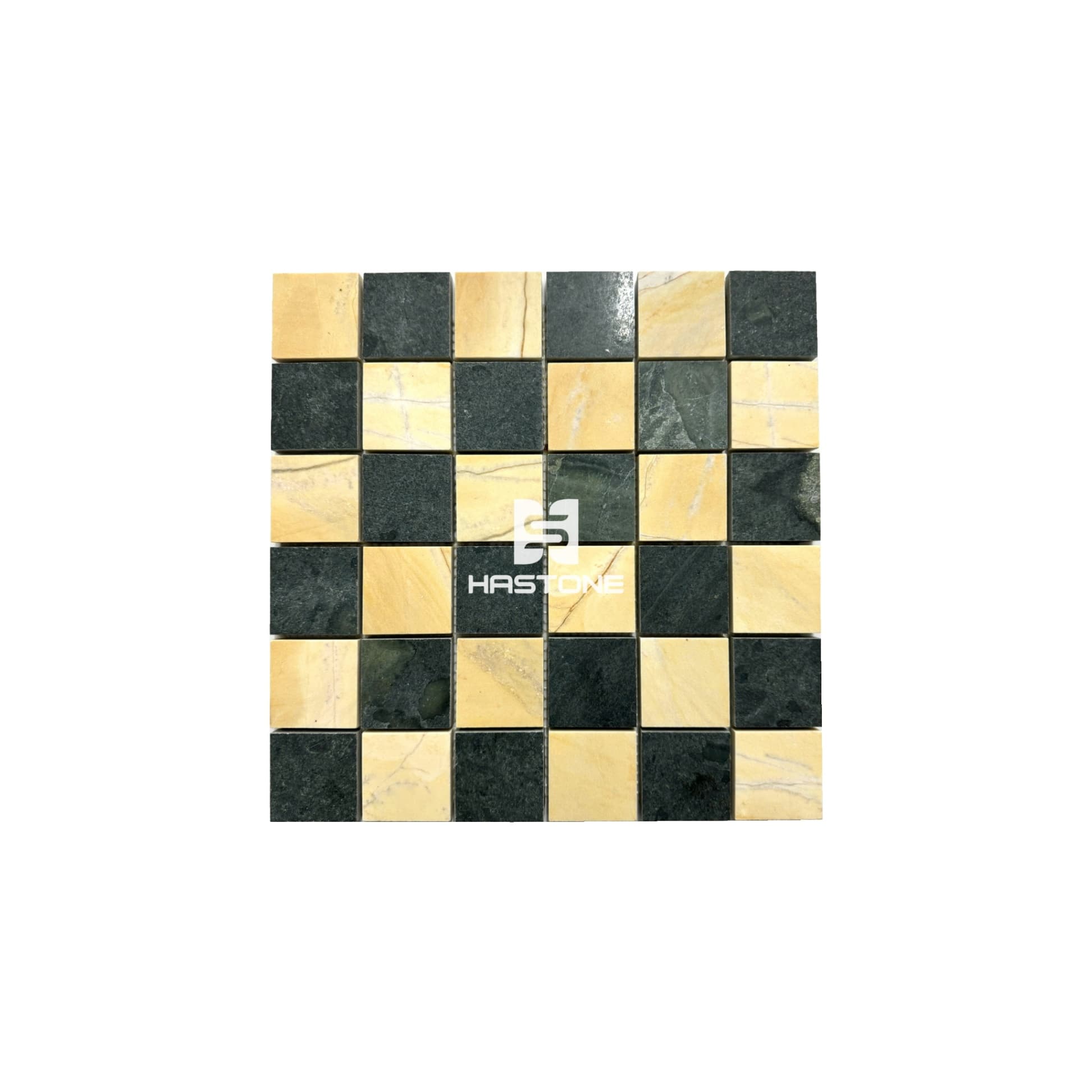 Light Yellow, Green Square 48x48 Honed Mosaic