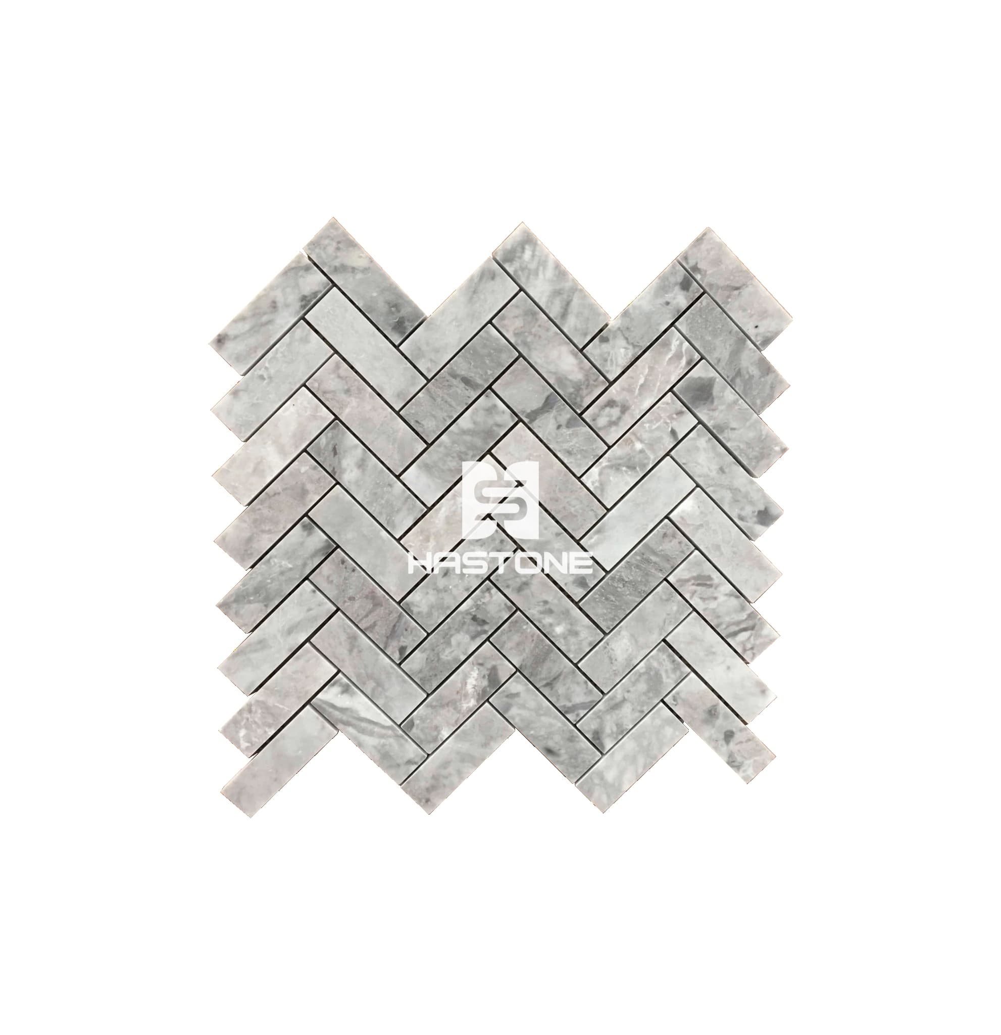 Light Grey Herringbone 25x75 Polished Mosaic