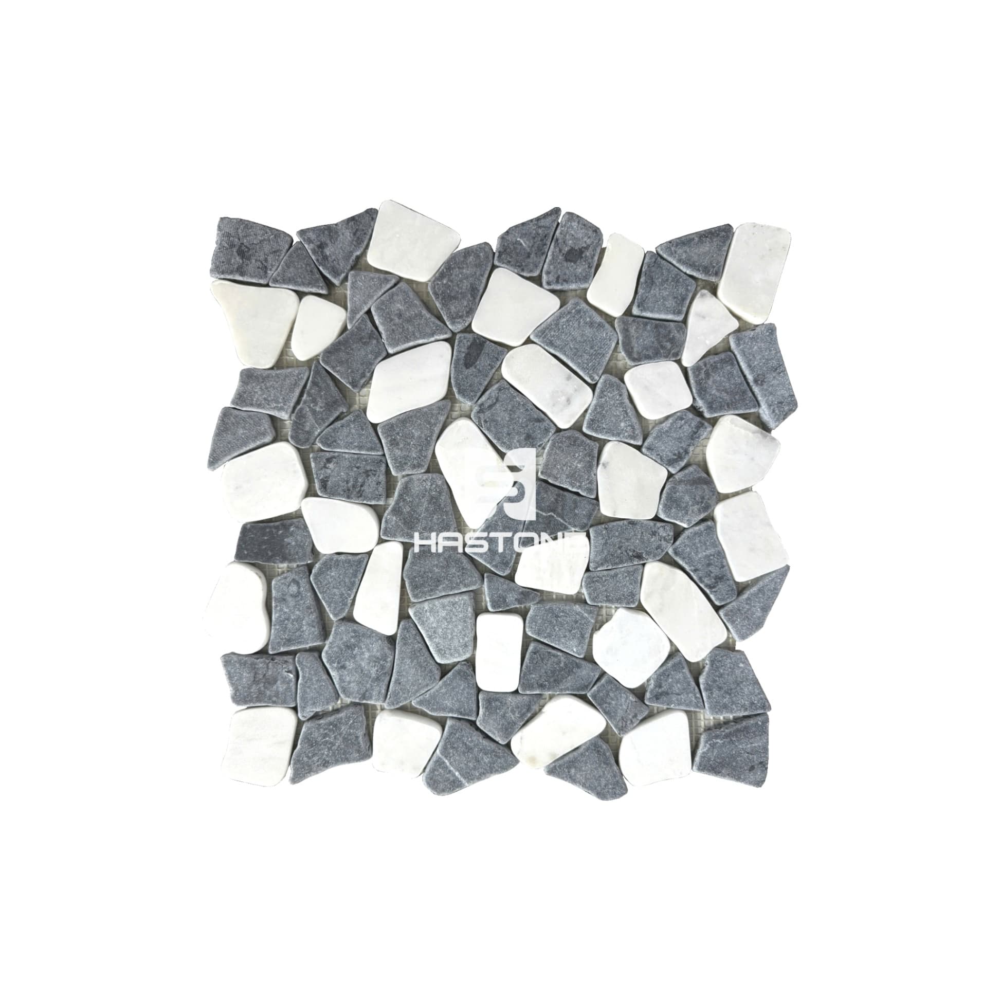 Milky White, Black Crazy Tumbled Mosaic