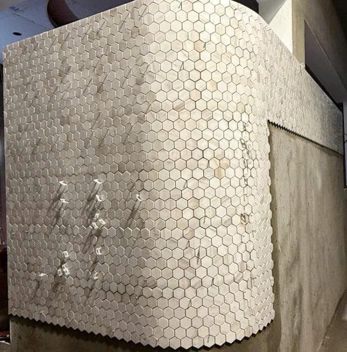 Đá Mosaic Hex 2'' Vân Gỗ Bóng